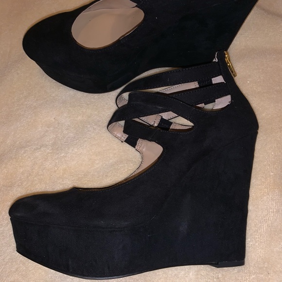 Black Suede Wedges - Picture 3 of 3